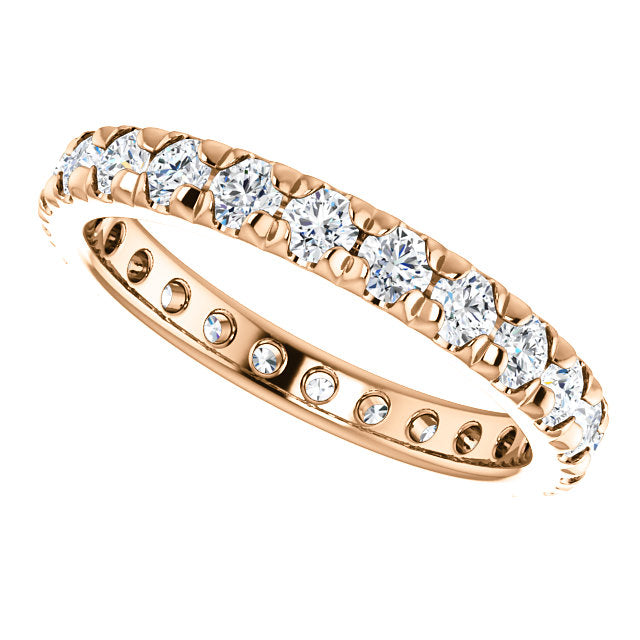 LDS 14K ROSE GOLD FRENCH SET ETERNITY BAND 1.00CTW