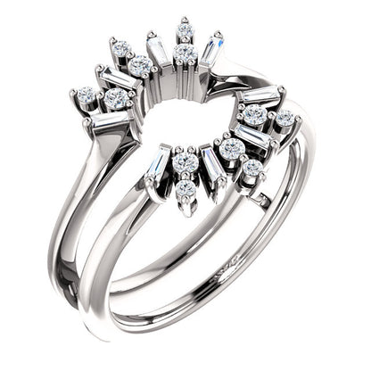 14K White 1/3 CTW Diamond Art Deco Baguette Ring Guard