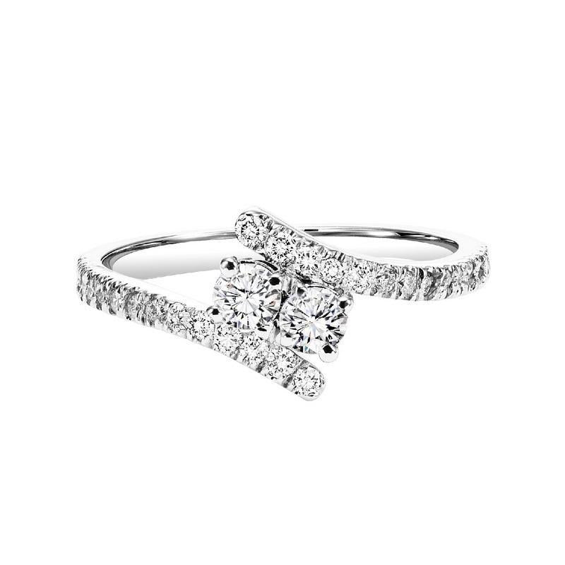 Silver Diamond Two Stone Ring 1/4 ct