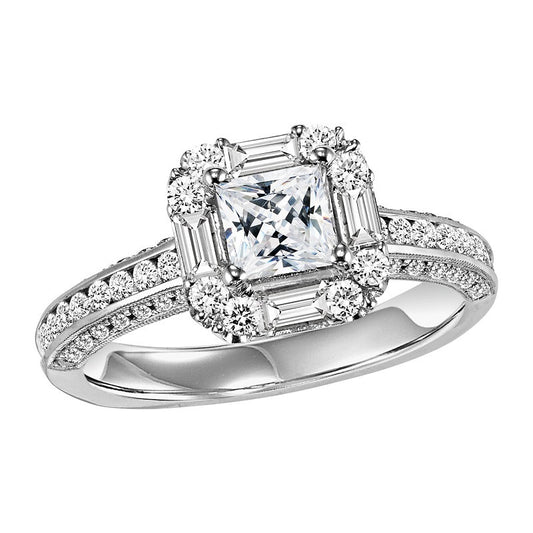 14K White Gold Diamond Engagement Ring 7/8 ct