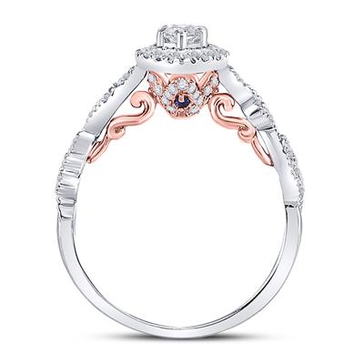 14K TWO-TONE GOLD MARQUISE DIAMOND BRIDAL ENGAGEMENT RING 3/4 CTW (CERTIFIED