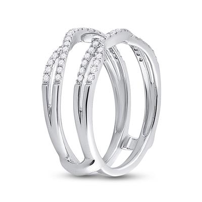 14k White Gold Diamond Ring Guard