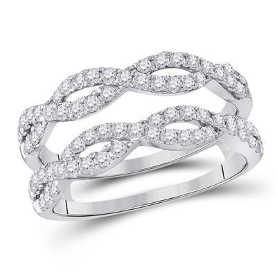 14K WHITE GOLD ROUND DIAMOND WRAP RING GUARD ENHANCER 3/4 CTTW