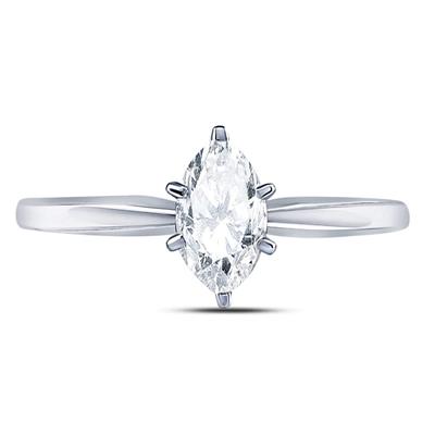 14k White Gold Marquise Diamond Solitaire 3/4ctw