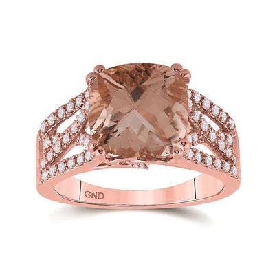 14k Rose Gold Cushion Morganite Diamond Ring