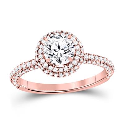 14K ROSE GOLD ROUND DIAMOND SOLITAIRE BRIDAL ENGAGEMENT RING 1-5/8 CTW (CERTIFIED)