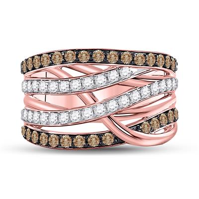 Rose gold Champagne Diamond Crossover Ring 1.75tw
