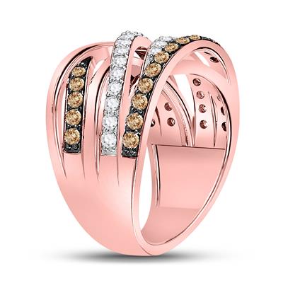 Rose gold Champagne Diamond Crossover Ring 1.75tw