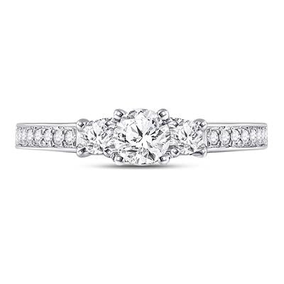 14k White gold 3 Stone Engagement Ring 1ctw Certified