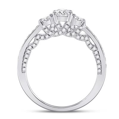 14k White gold 3 Stone Engagement Ring 1ctw Certified