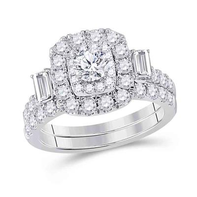 14K TWO-TONE GOLD PRINCESS DIAMOND BRIDAL WEDDING RING SET 2 CTTW (CERTIFIED)