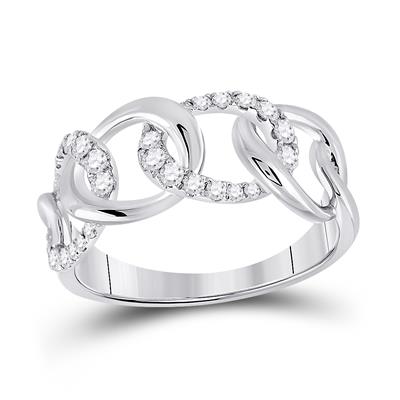 14K white gold curb chain diamond ring