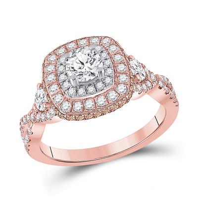 14k Rose Gold Halo Infinity Engagement Ring 1.30ctw Diamond