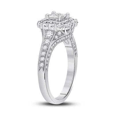 White Gold Princess Cut Halo Engagement Ring