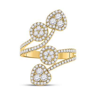 yellow gold heart cocktail diamond ring 