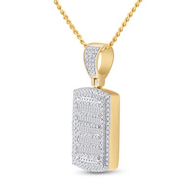 Yellow Gold  Baguette Diamond Dog Tag .75ctw