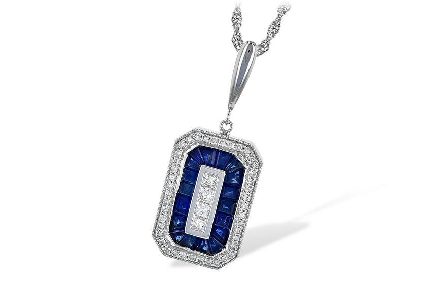 Allison Kaufman Sapphire Diamond Pendant 1.41ctw