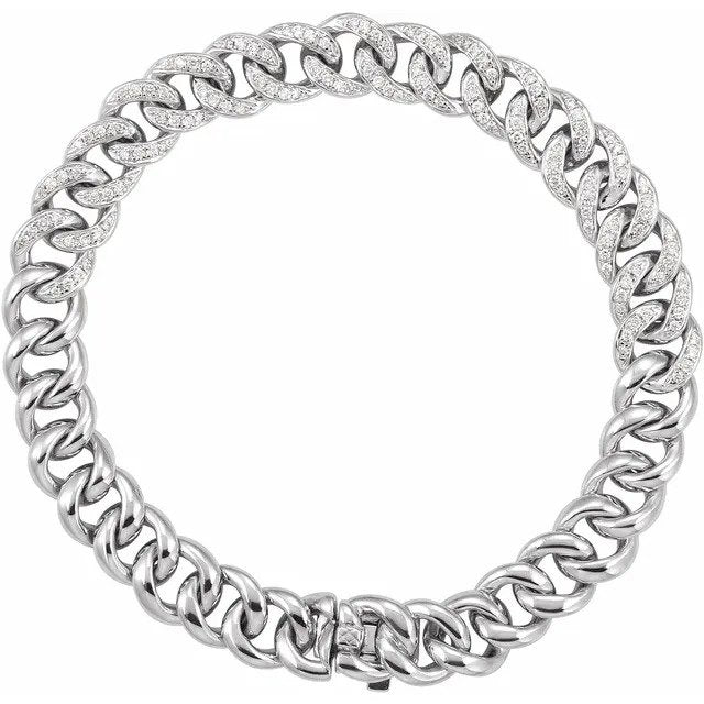 14K White 3/4 CTW Diamond Curb 7" Bracelet