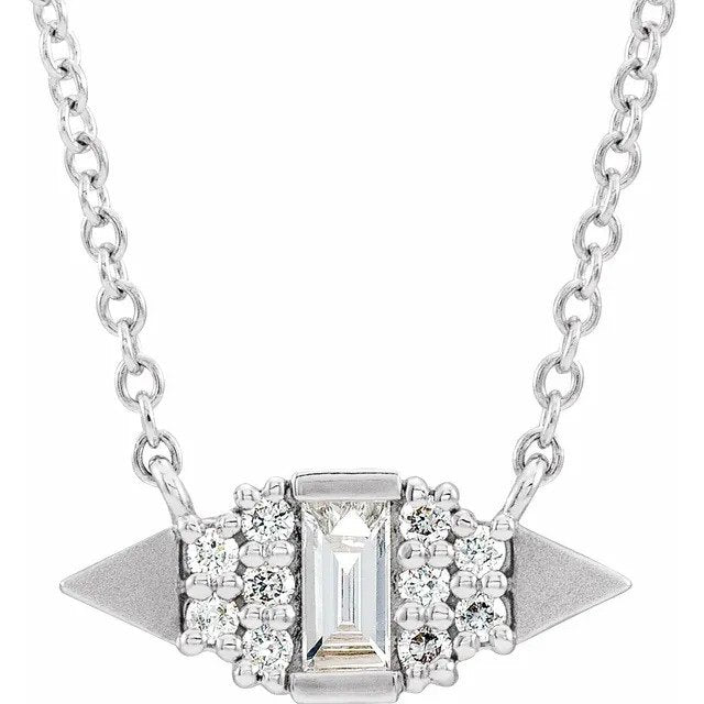 14k White gold Geometric Diamond Necklace