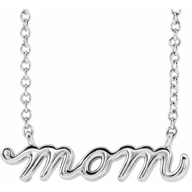 14k White Gold MoM Necklace