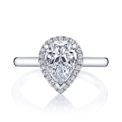 Pear Shape Halo Diamond Engagement Ring 1.61ctw