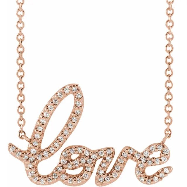 14K Gold LOVE Diamond Necklace