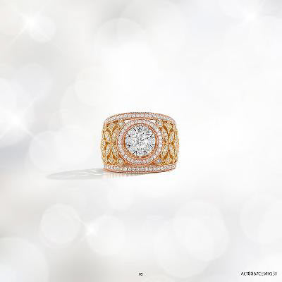 18k Couture Round Diamond Tri-Color Ring