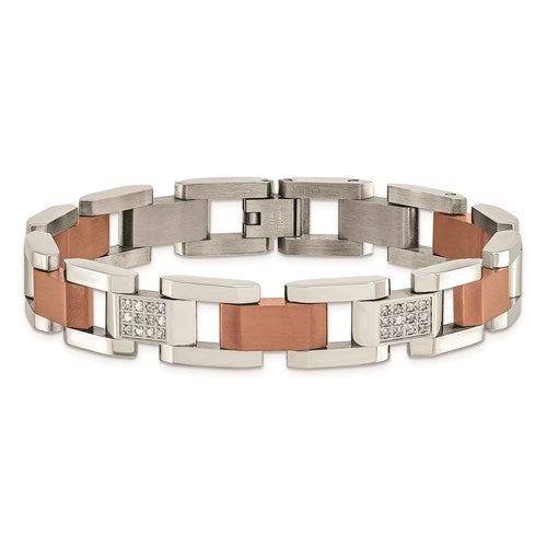 CHISEL Stainless Steel Brown With Diamonds Bracelet