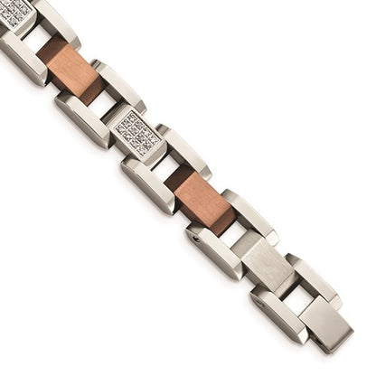CHISEL Stainless Steel Brown With Diamonds Bracelet