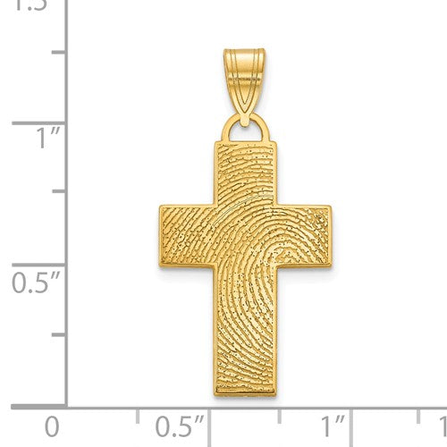 14k Gold Fingerprint Cross Charm