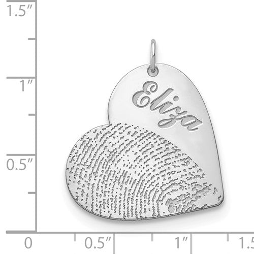 14k White Gold Fingerprint Heart Necklace